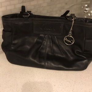 Black leather coach bag